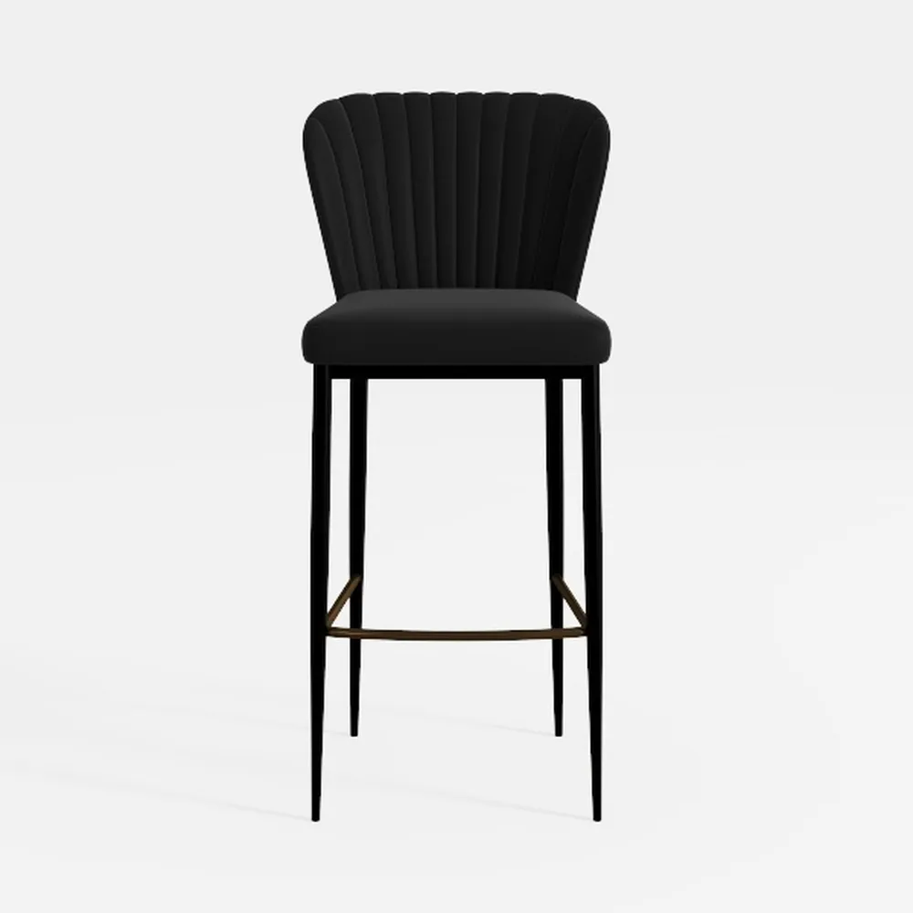 Set of 3 Velvet Swivel Bar Stools with Back - Mode