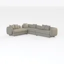 Minimalist Boucle Fabric L-shaped Sectional Sofa 3D Model Right 45 Degree View