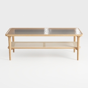 VECELO Coffee Table with 2-Tier Storage Shelf X-Fr