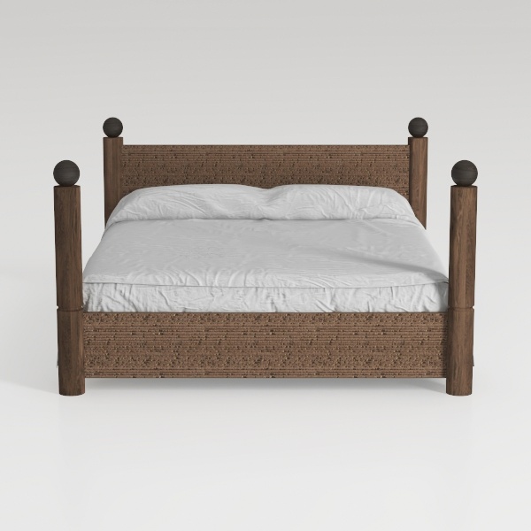 Pemberly Row Coastal Wood/Rattan King Size Platfor