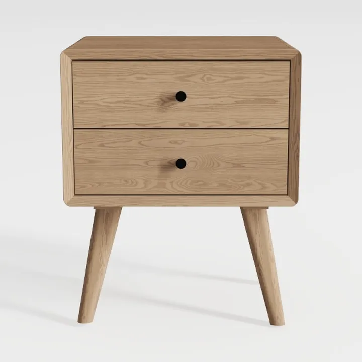 Mid Century Modern Solid Oak Nightstand 3D Model