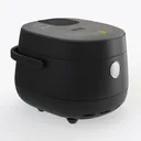 Modern Black Stainless Steel Smart Rice Cooker 3D Model Left 45 Degree View