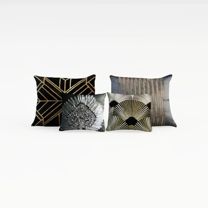 Art Deco Fabric Decorative Throw Pillows 3D Model