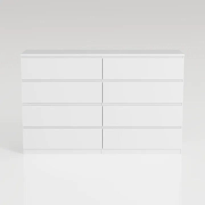 Vibe & Dine White Dresser 6 Drawer, Modern Double