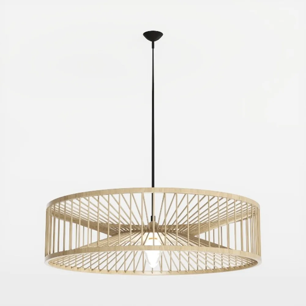 Rattan Farmhouse Chandelier, 3-Bulb Boho Pendant