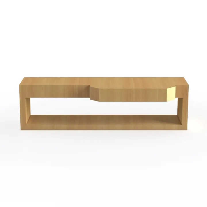 Minimalist Solid Wood TV Stand With Storage Open Shelf 3D Model