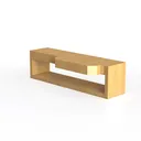 Minimalist Solid Wood TV Stand With Storage Open Shelf 3D Model Left 45 Degree View