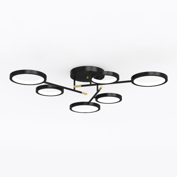 Ceiling light-8887-6 head-black + gold