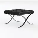 Modern Black Leather Upholstered Metal Frame Ottoman 3D Model Left 45 Degree View