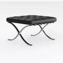 Modern Black Leather Upholstered Metal Frame Ottoman 3D Model Right 45 Degree View