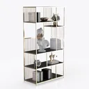 Modern Metal Black Top Open Bookshelf Display Shelf 3D Model Right 45 Degree View