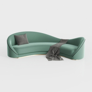 Full Compression Green L-Shaped Sectional Sofa wit