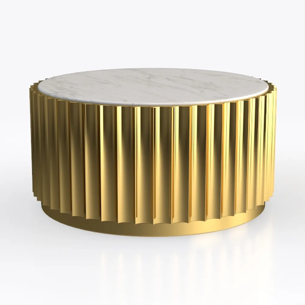 Round Coffee Table with Storage,Fluted Lift Up