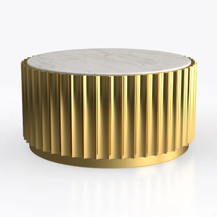 Round Coffee Table with Storage,Fluted Lift Up