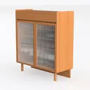 Buffet Cabinet, Modern Industrial Style Sideboard Left 45 Degree View