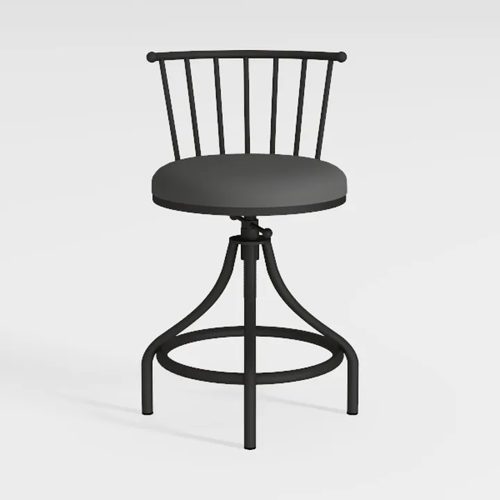 Modern Black Metal Fabric Swivel Bar Stool 3D Model