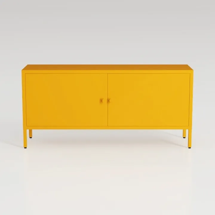 Orange Metal Storage Cabinet With 2 Doors - (31.5H