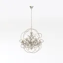 Brass Crystal Orbit Industrial Chandelier 3D Model Left 45 Degree View