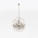 Brass Crystal Orbit Industrial Chandelier 3D Model Right 45 Degree View