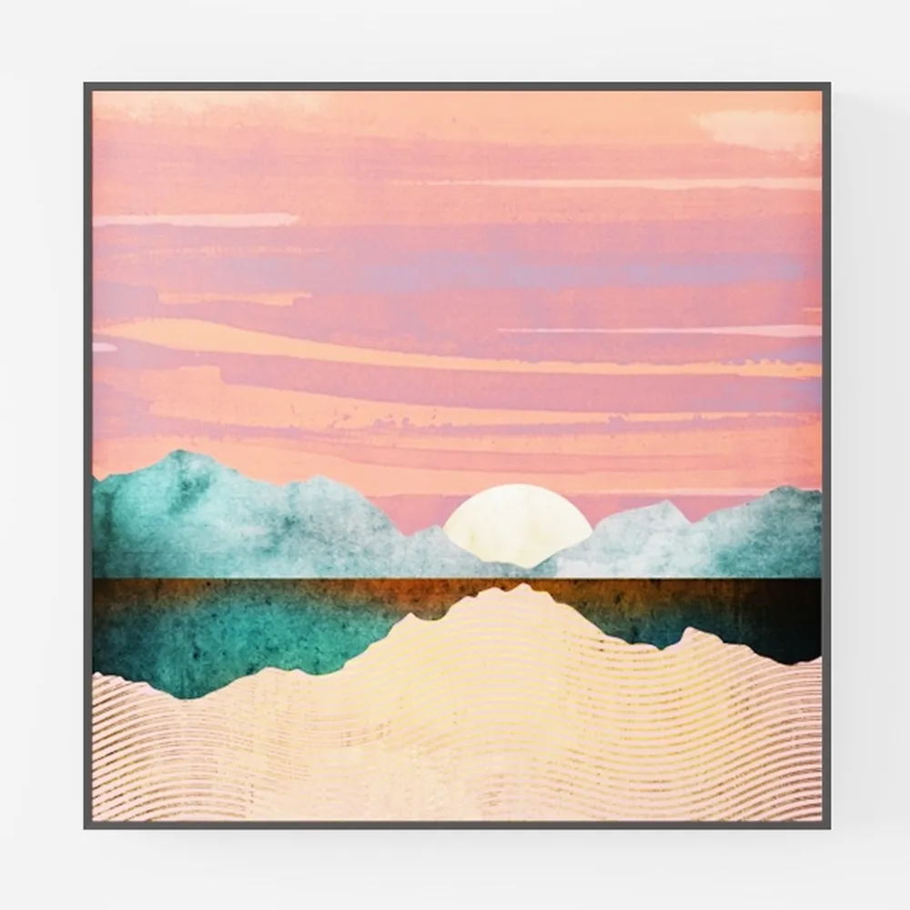 Boho Sun Wall Art, Framed Canvas Wall Art Rainbow