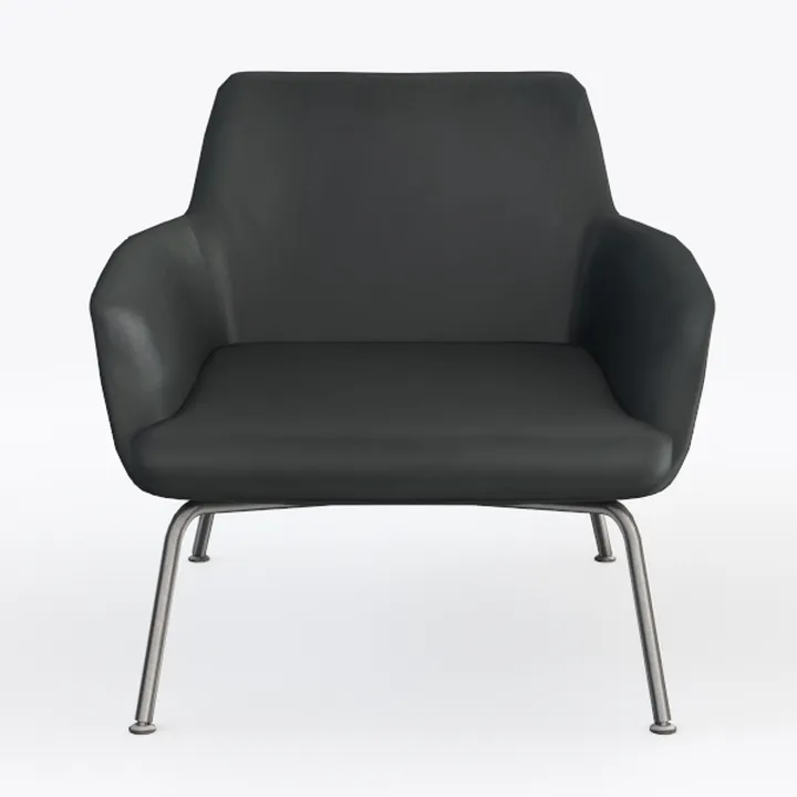 Modern Black Leather Metal Armchair 3D Model