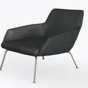 Modern Black Leather Metal Armchair 3D Model Left 45 Degree View