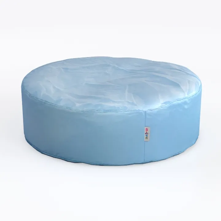 Minimalist Light Blue Fabric Round Ottoman 3D Model