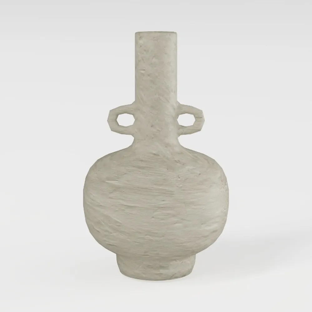 White Ceramic Vase with 2 Handles, Modern