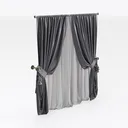 Luxury Two Tone Satin Fabric Curtain 3D Model Right 45 Degree View