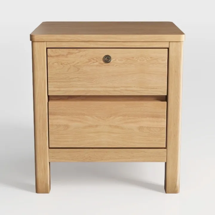 Minimalist Solid Oak Wood Nightstand 3D Model