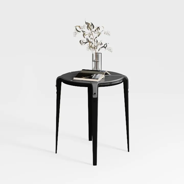 Modern Black Metal Round Side Table Minimalist 3D Model
