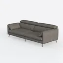 Minimalist Dark Gray Fabric Sofa With Metal Legs 3D Model Left 45 Degree View