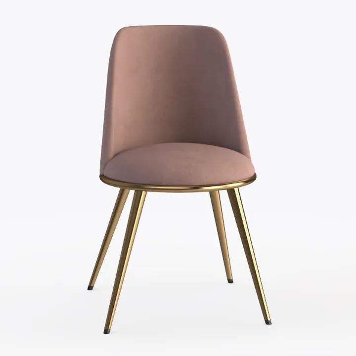 1 Pcs Modern Velvet Dining Chairs, Metal Legs Soft