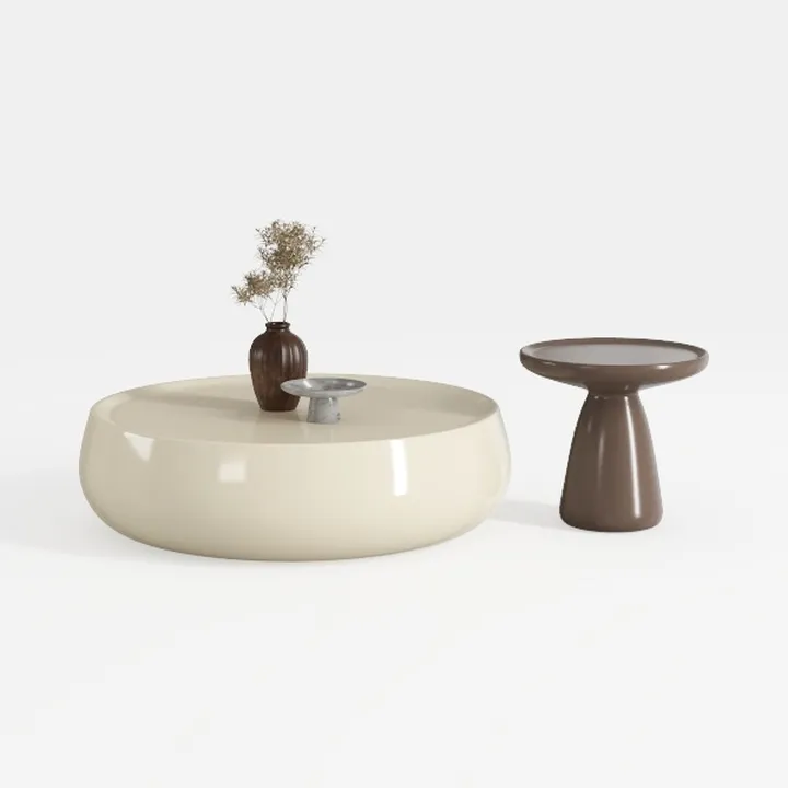 Minimalist Modern Round Coffee Table and Side End Table 3D Model