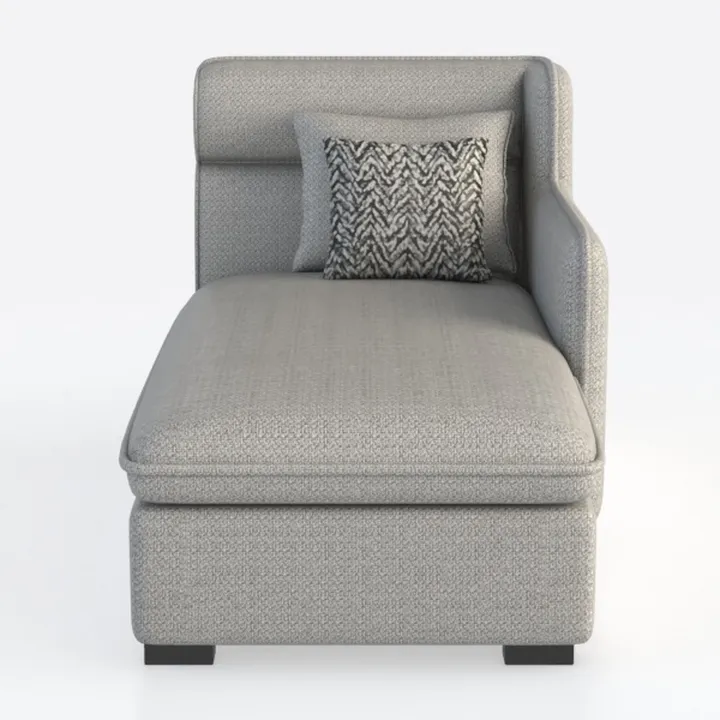 Minimalist Fabric Chaise Lounge with Decorative Throw Pillow 3D Model
