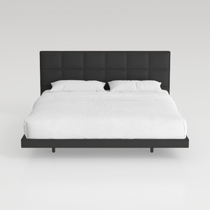 Crown Mark Erin Upholstered Panel Bed in Black, Ki