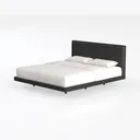 Crown Mark Erin Upholstered Panel Bed in Black, Ki Left 45 Degree View