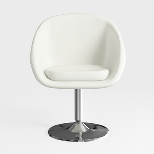 Modern White Fabric Metal Swivel Accent Chair 3D Model