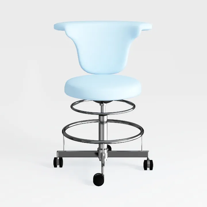 Minimalist Light Blue Fabric Metal Office Rolling Chair 3D Model