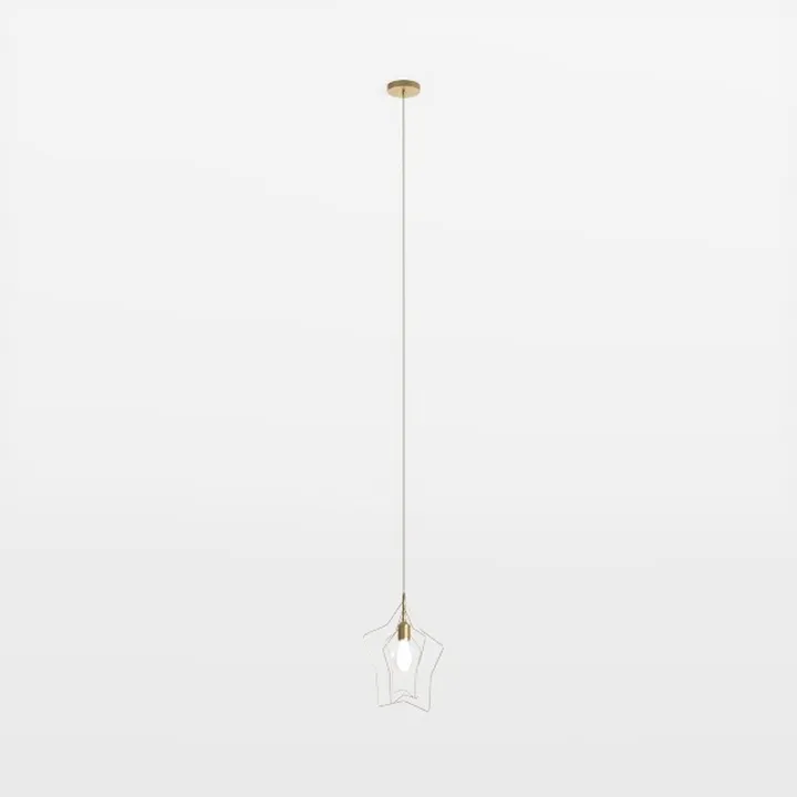 Modern Brass Glass Star Shaped Pendant Lamp 3D Model