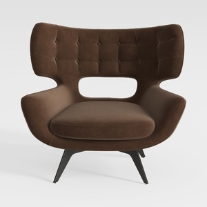 Modern Brown Velvet Tufted Wingback Armchair 3D Model