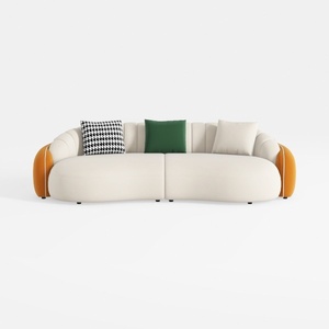 Modern Two Tone Fabric Curved Living Room Sofa 3D Model