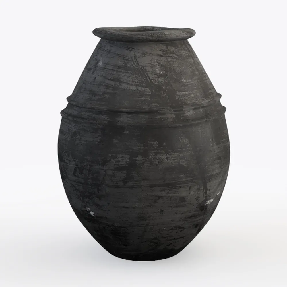10'' Handmade Clay Black Rustic Textured Vase