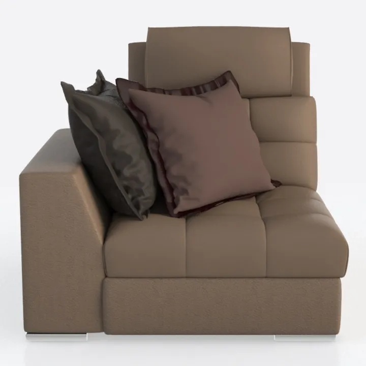Modern Brown Leather Tufted Left Arm Sofa Sectional 3D Model
