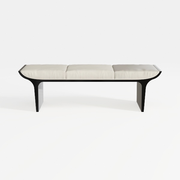 LUE BONA 44.5” End of Bed Bench with Shelf, Linen