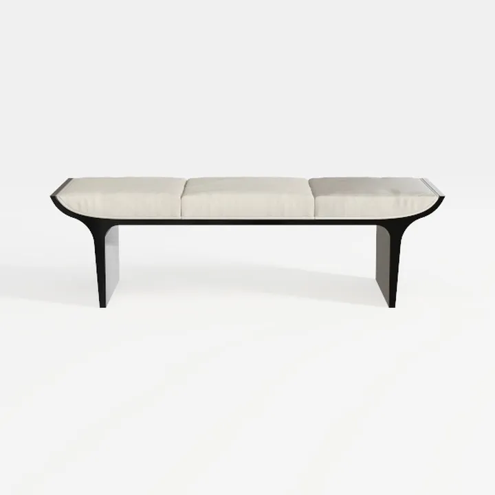 LUE BONA 44.5” End of Bed Bench with Shelf, Linen