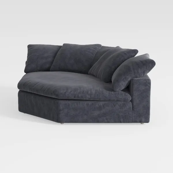 Minimalist Dark Gray Fabric L Shaped Chaise Lounge Sofa 3D Model Front View