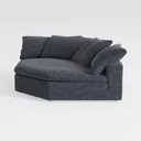 Minimalist Dark Gray Fabric L Shaped Chaise Lounge Sofa 3D Model Front View