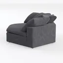 Minimalist Dark Gray Fabric L Shaped Chaise Lounge Sofa 3D Model Left 45 Degree View