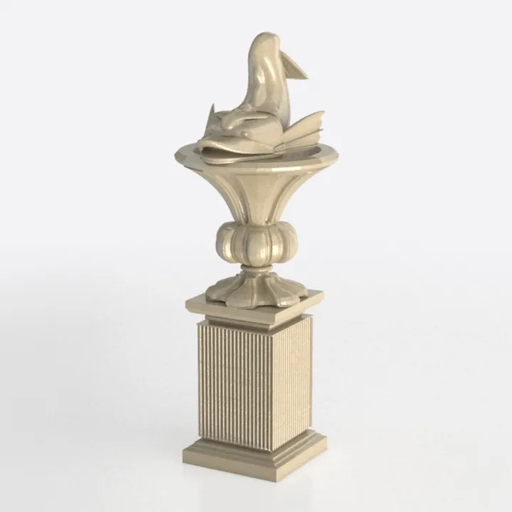 Classic Stone Carved Dolphin Garden Fountain Decorative 3D Model